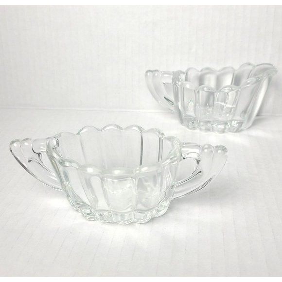 Vintage Heisey Clear Glass Petite Cristolite Ribbed Cream & Sugar Set - Picture 1 of 9